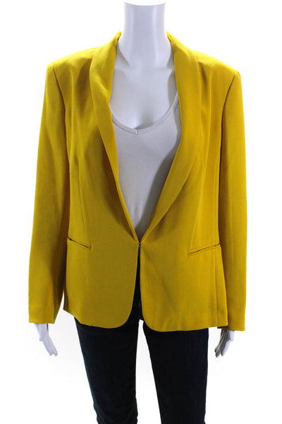 Rag & Bone Womens Hook Front Collared Crepe Blazer Jacket Yellow Soze 6