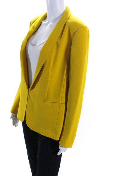 Rag & Bone Womens Hook Front Collared Crepe Blazer Jacket Yellow Soze 6