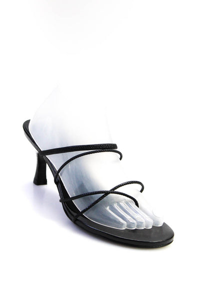 Jenni Kayne Womens Leather Strappy Slide On Sandal Heels Black Size 40 10