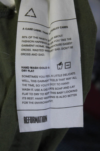 Reformation Womens Short Sleeve Crew Neck Crop Top Tee Shirt Green Size XS