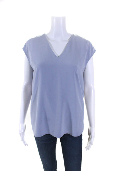 M.M. Lafleur Womens V Neck Sleeveless Shell Top Blouse Light Blue Size XS