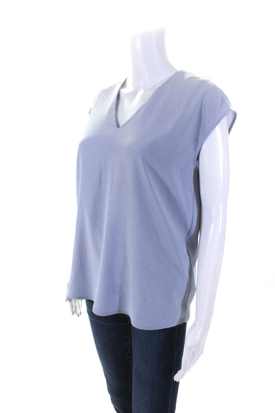 M.M. Lafleur Womens V Neck Sleeveless Shell Top Blouse Light Blue Size XS