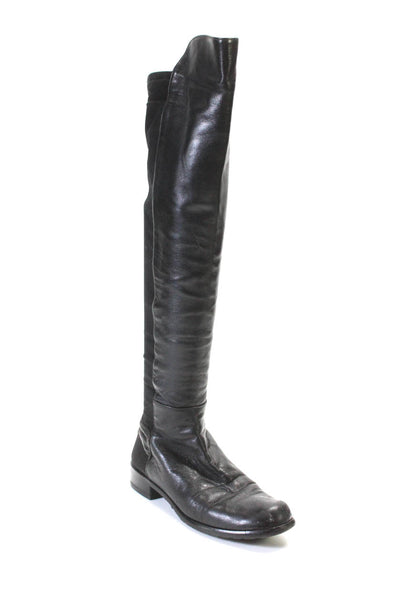 Stuart Weitzman Womens Over The Knee Leather Ponte Pull On Boots Black Size 7