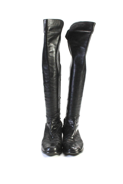 Stuart Weitzman Womens Over The Knee Leather Ponte Pull On Boots Black Size 7