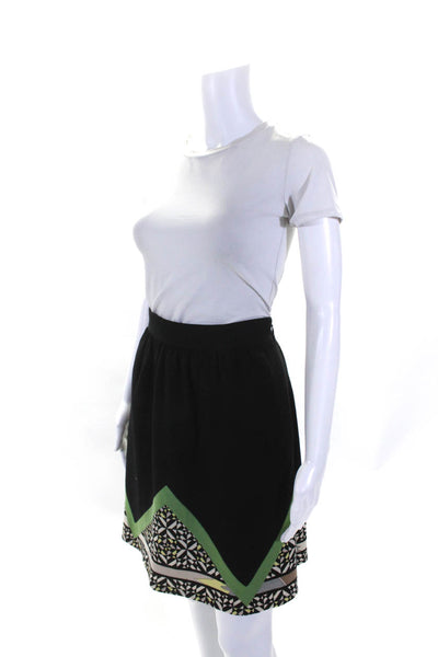 Emilio Pucci Womens Tweed Geometric A-Line Zip Up High Rise Skirt Black Size 10