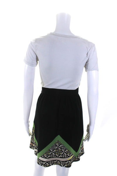 Emilio Pucci Womens Tweed Geometric A-Line Zip Up High Rise Skirt Black Size 10