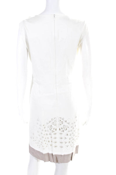 Lafayette 148 New York White Eyelet Cut Out Knee Length Dress Sz est 18