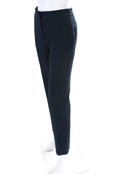 Oscar de la Renta Womens Pleated Front Straight Leg Dress Pants Navy Blue Size S