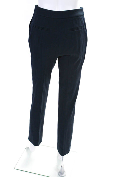 Oscar de la Renta Womens Pleated Front Straight Leg Dress Pants Navy Blue Size S