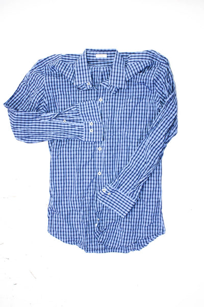 Peter Millar Thomas Pink Mens Button Up Plaid Stripe Shirt Blue Small 16.5 Lot 2