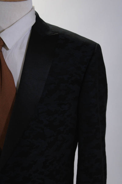 Saks Fifth Avenue Men's Long Sleeves Line Textured Jacket Black Size 46