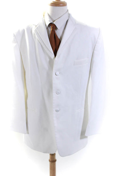 Oscar de la Renta Men's Long Sleeves Line Three Button Jacket White Size 42
