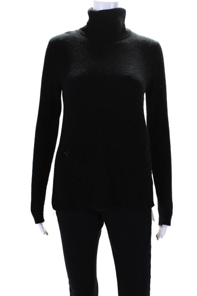 A.L.C. Womens Ribbed Long Sleeves Turtleneck Sweater Black Wool Size Extra Small