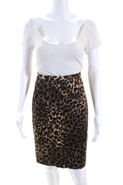 Michael Michael Kors Womens Animal Print Pencil Skirt Brown Black Size 6