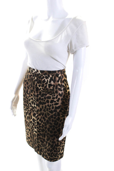 Michael Michael Kors Womens Animal Print Pencil Skirt Brown Black Size 6