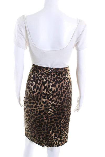 Michael Michael Kors Womens Animal Print Pencil Skirt Brown Black Size 6