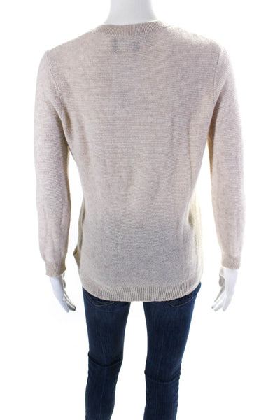 Theory Womens Cashmere Knit Crew Neck Long Sleeve Sweater Top Beige Size S