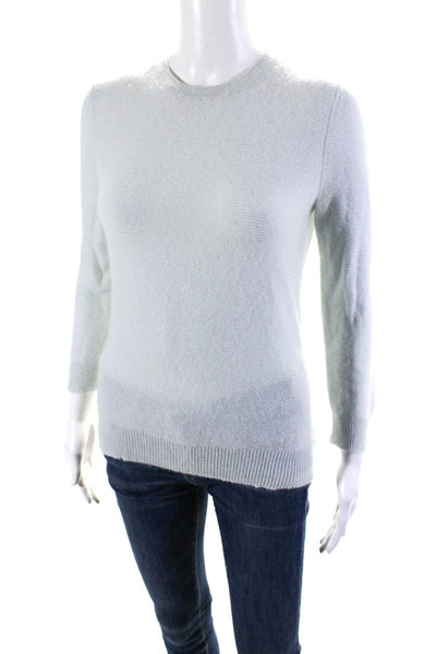 Theory Womens Cashmere Knit Crew Neck Long Sleeve Sweater Top Light Blue Size S