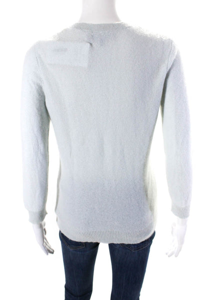 Theory Womens Cashmere Knit Crew Neck Long Sleeve Sweater Top Light Blue Size S