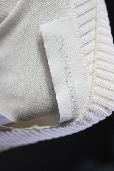 Jonathan Simkhai Womens Open Knit Sleeveless Fringe Shift Dress White Size M