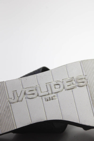 J/Slides Womens Leather Python Embossed Platform Wedge Sandals Black Size 7US
