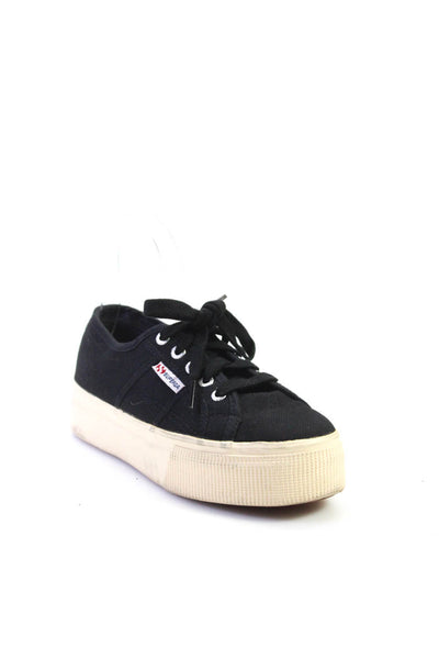 Superga Womens Canvas Low Top Lace Up Platform Sneakers Black Size 7US 37EU