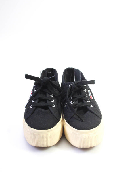 Superga Womens Canvas Low Top Lace Up Platform Sneakers Black Size 7US 37EU