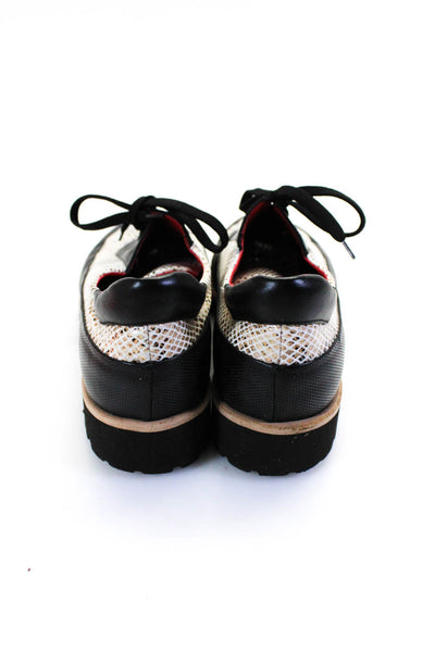 Pos Ole Rouge Womens Patchwork Animal Print Block Heel Sneakers Black Size EUR40
