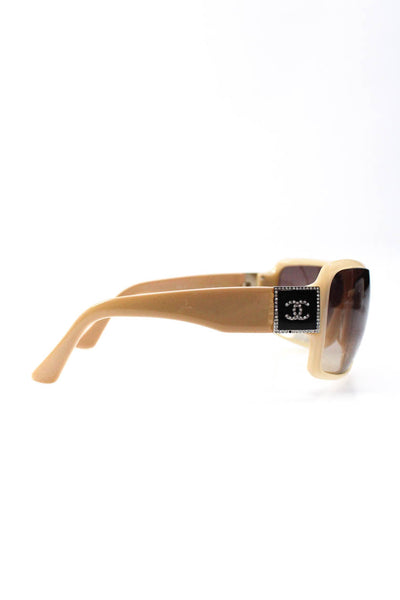 Chanel Womens 5081-B Crystal CC Square Sunglasses Brown Plastic