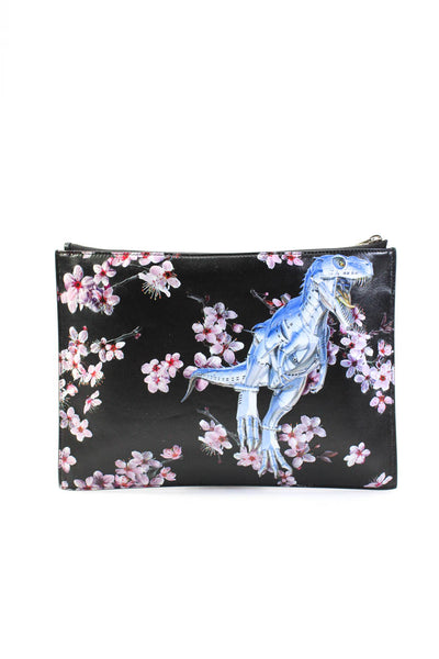 Dior x Sorayama Womens Cherry Blossom Mechanical Dinosaur Pouch Handbag Black