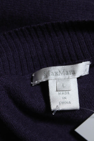 Max Mara Womens Silk 3/4 Sleeve Round Neck Thin Knit Top Shirt Purple Size L
