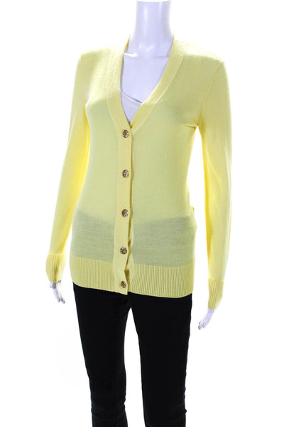 Tory Burch Womens Button Down Cardigan Sweater Yellow Size Extra Small