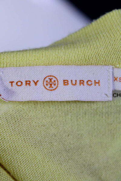 Tory Burch Womens Button Down Cardigan Sweater Yellow Size Extra Small