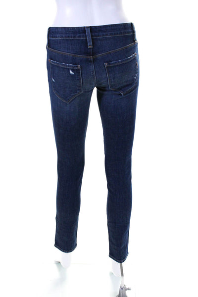Genetic Womens Zipper Fly Mid Rise Distressed Skinny Jeans Blue Denim Size 26