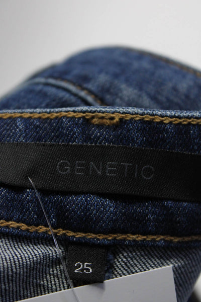 Genetic Womens Zipper Fly Mid Rise Distressed Skinny Jeans Blue Denim Size 26
