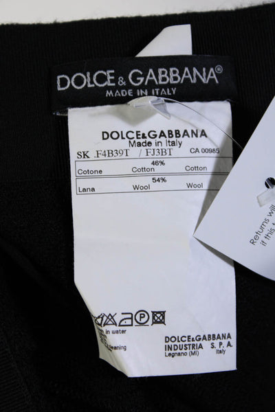 Dolce & Gabbana Womens Back Zip Knee Length Pencil Skirt Black Wool Size IT 40