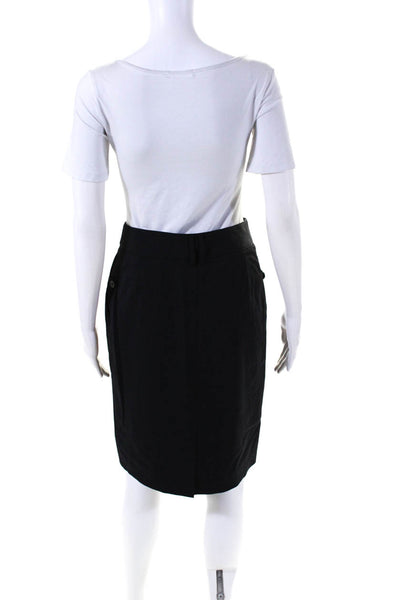 Gucci Womens Zipper Fly Knee Length Pencil Skirt Black Wool Size 4