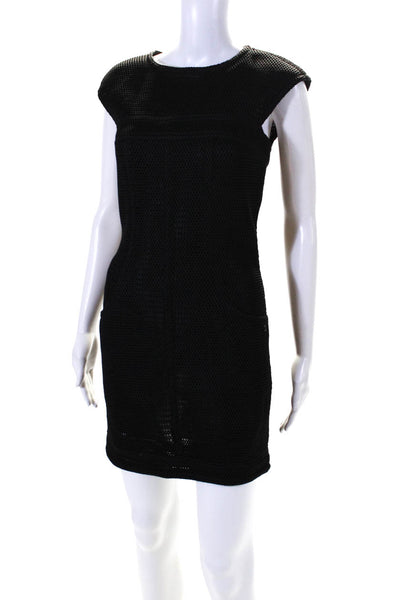 Chanel Womens Back Zip Sleeveless Scoop Neck Mesh Dress Black Size FR 40