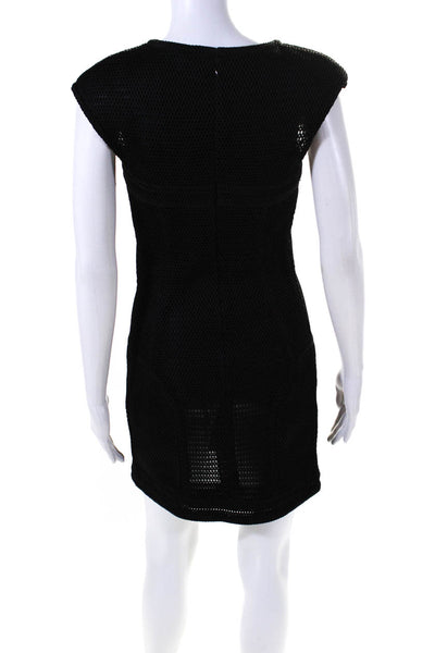 Chanel Womens Back Zip Sleeveless Scoop Neck Mesh Dress Black Size FR 40