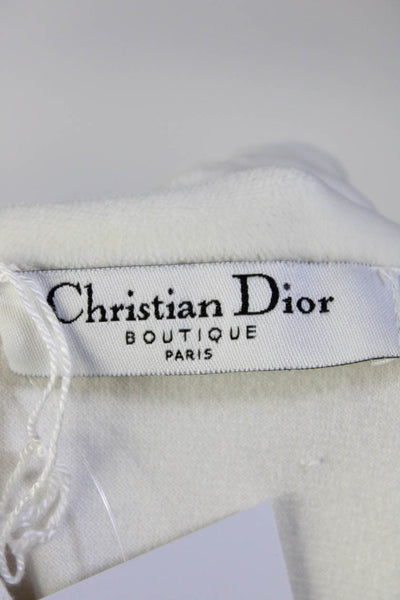 Christian Dior Womens Strapless Drawstring Crystal CD Velour Dress White Size 6