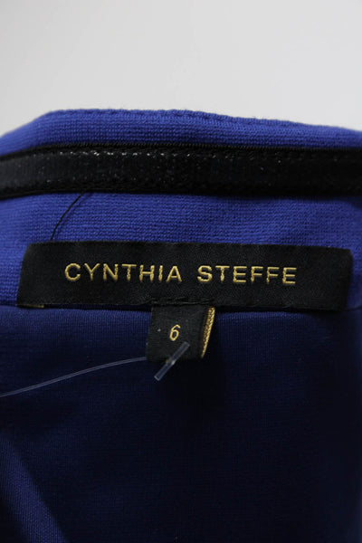 Cynthia Steffe Womens Front Zip Side Pocket Belted Strapless Dress Blue Size 6