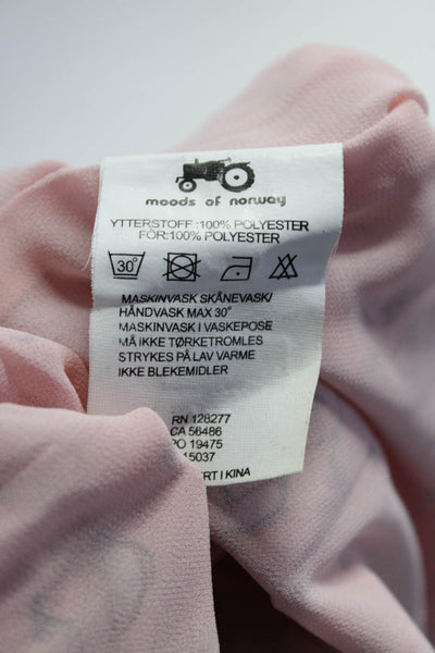 Moods of Norway Womens Short Sleev Tie Neck Bicycle Print Dress Pink Size EU 38