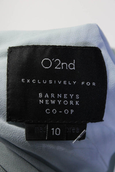 O2nd Womens Striped Print Round Neck Short Sleeve Midi Dress Blue Size 10