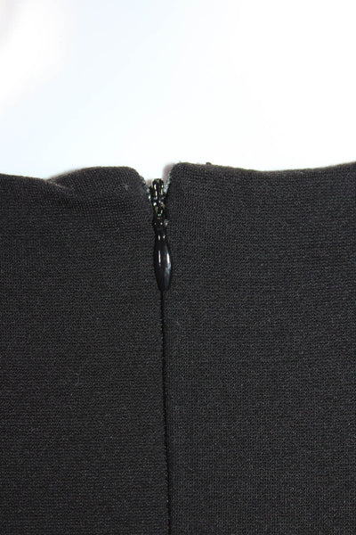Vakko Womens Leather Sleeveless Knee Length Tiered Dress Black Size 6