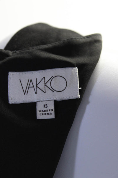 Vakko Womens Leather Sleeveless Knee Length Tiered Dress Black Size 6