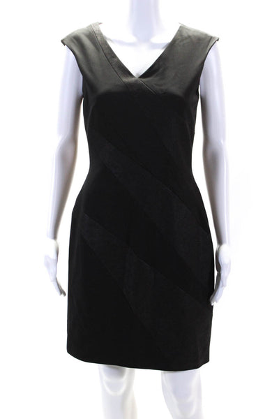 Karen Millen Womens Sleeveless V Neck Sheath Dress Black Size 8