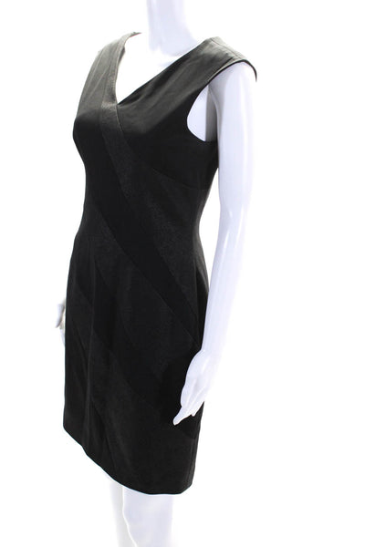 Karen Millen Womens Sleeveless V Neck Sheath Dress Black Size 8