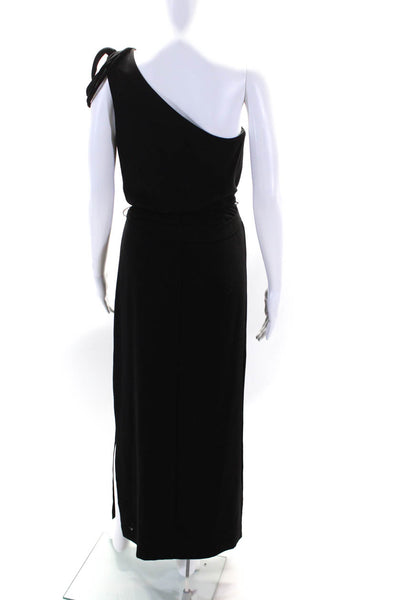 Trina Turk Womens One Shoulder Sleeveless Belted Maxi Dress Black Size 4