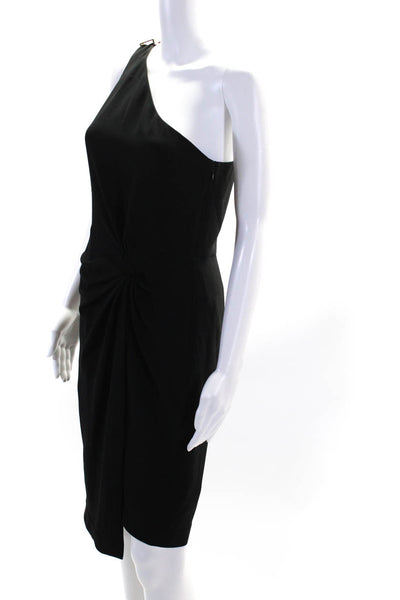 Halston Heritage Womens One Shoulder Sleeveless Twist Knot Dress Black Size 6