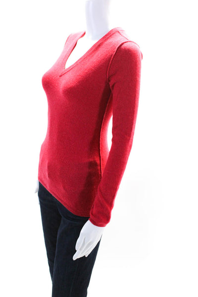 Inhabit Womens Cashmere Knit V-Neck Long Sleeve Pullover Sweater Top Red Size S